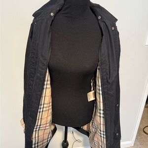 Burberry London Brittany Black Coat Nova Check UK 10R